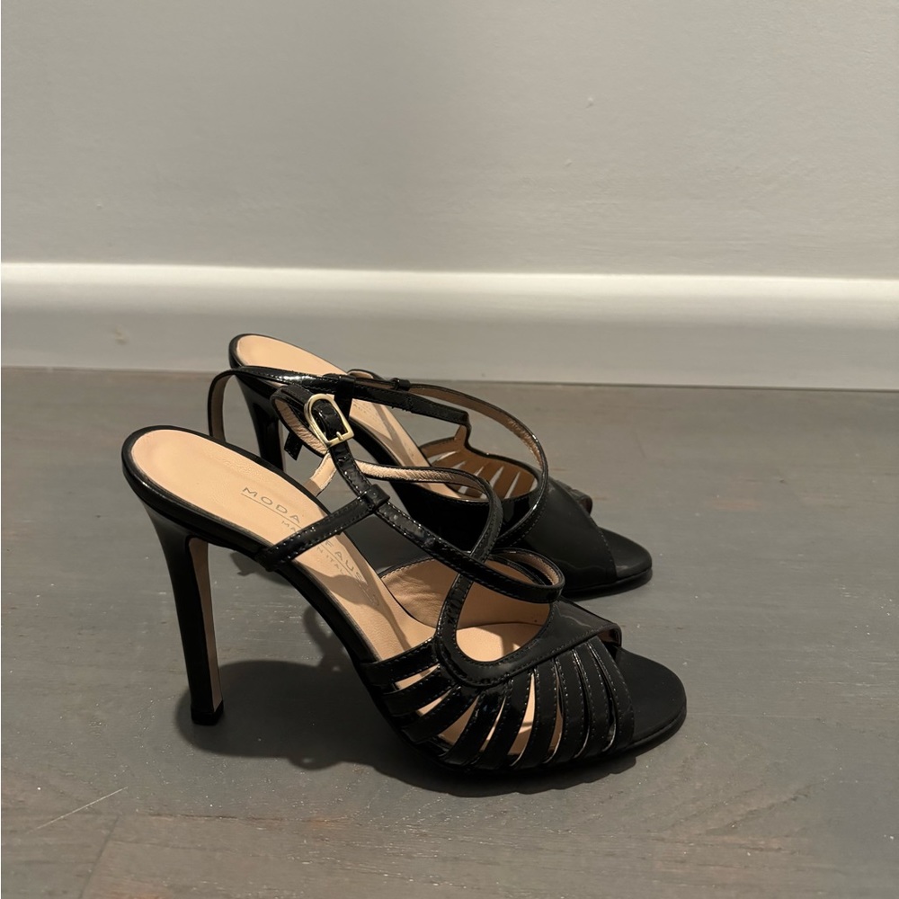 Moda di Fausto Black Open Toe 4 Inch Heels y.